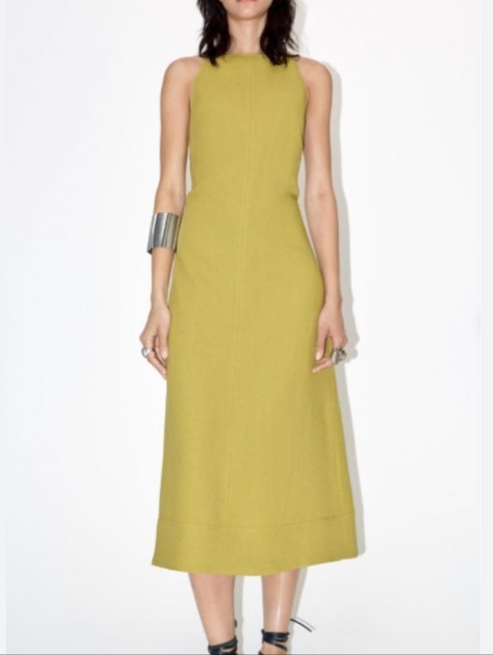 Zara ZW Collection Linen and Viscose Blend Midi Dress Open Back - Picture 8 of 9